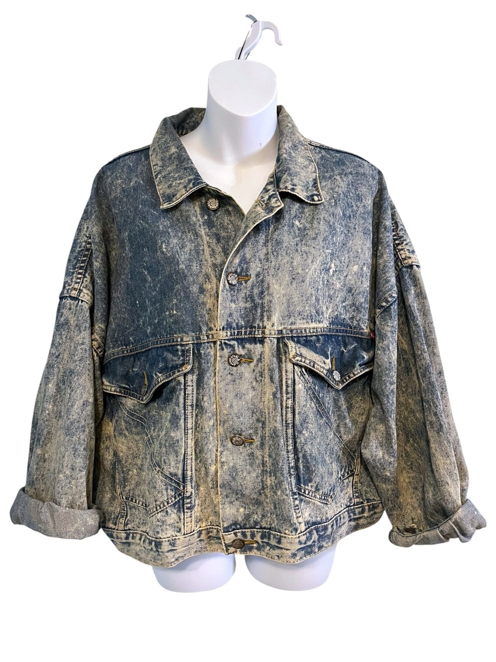 Vintage Gang Jeans Canada Acid Wash Denim Oversized Trucker Jacket